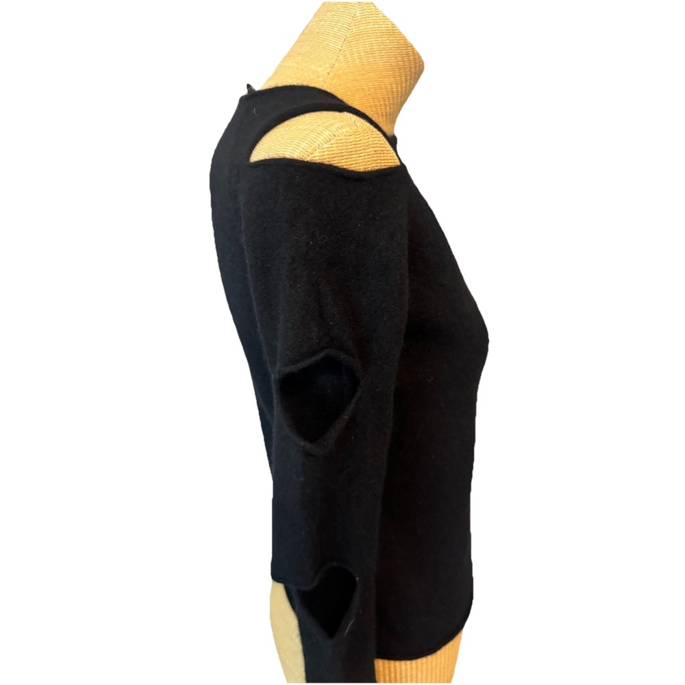 Skull Cashmere Womens Cut Out Long Sleeves Crew Neck Sweater Black Size Small - Picture 4 of 8